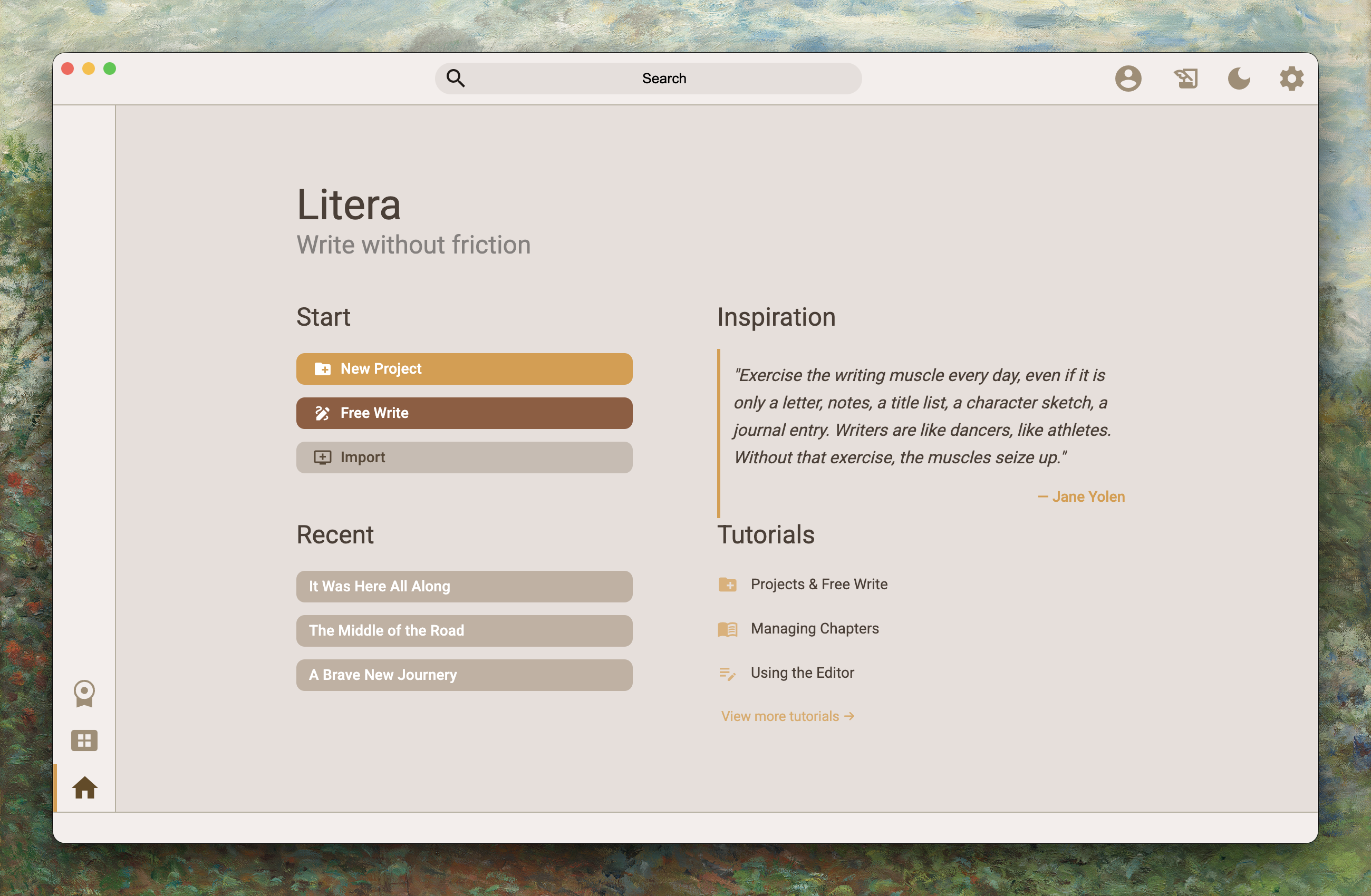 Litera distraction-free editor with minimal UI